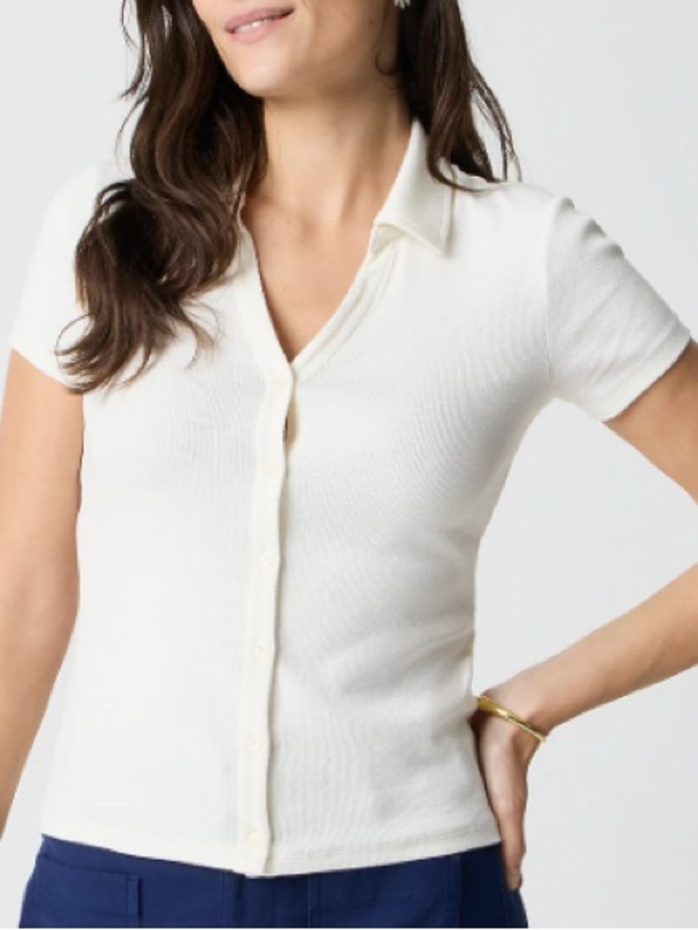 J. Crew Factory Cream Ribbed Short Sleeve Polo, size XL
